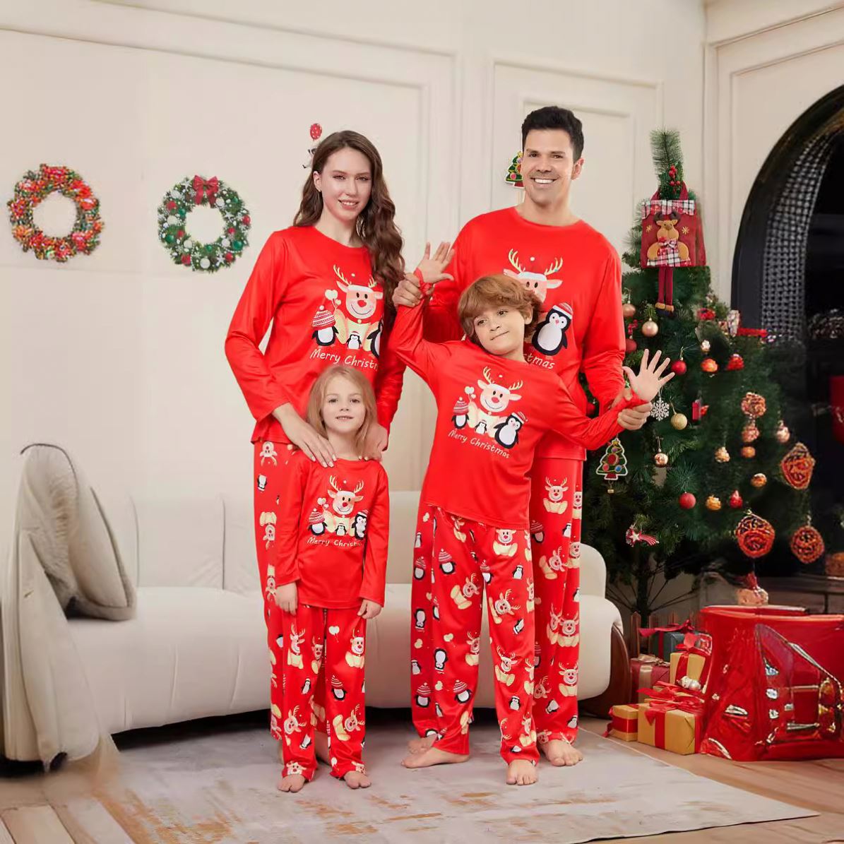 white christmas dresses Christmas Couple Pajama Set main image 0