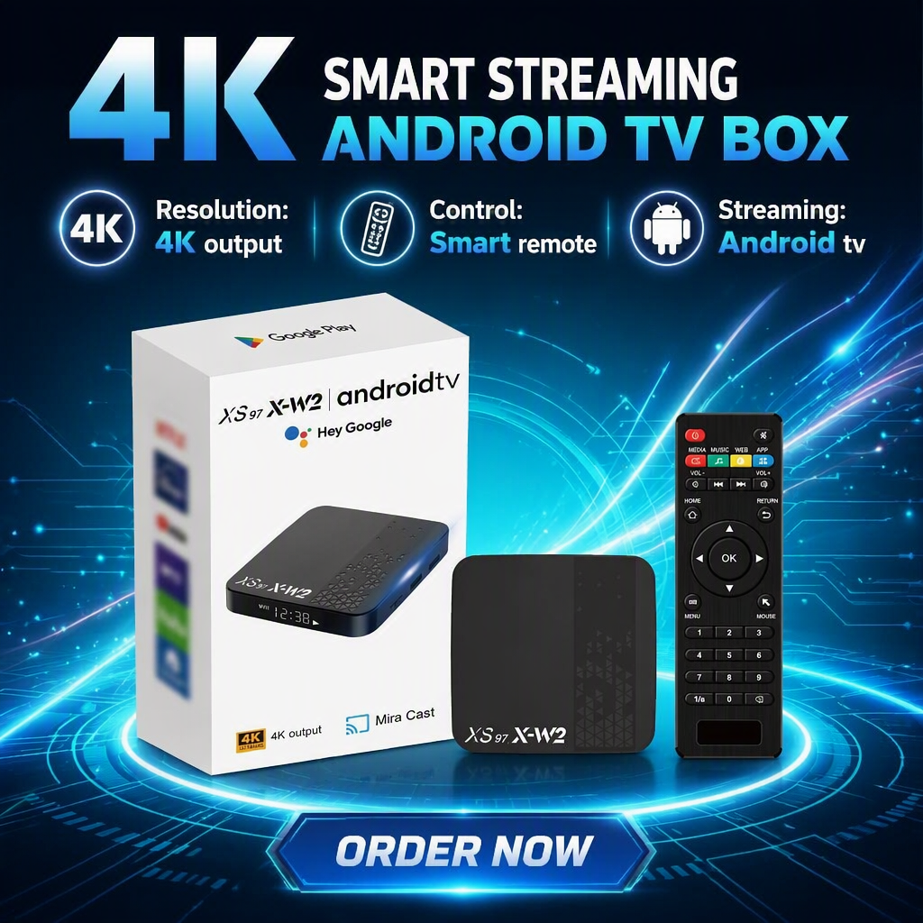 XS97 X-W2 Android TV Box 4K HDR 2GB/16GB S905W2 WiFi6 BT5.0 <strong>IPTV</strong> Voice Remote <strong>Streaming</strong> <strong>2026</strong>