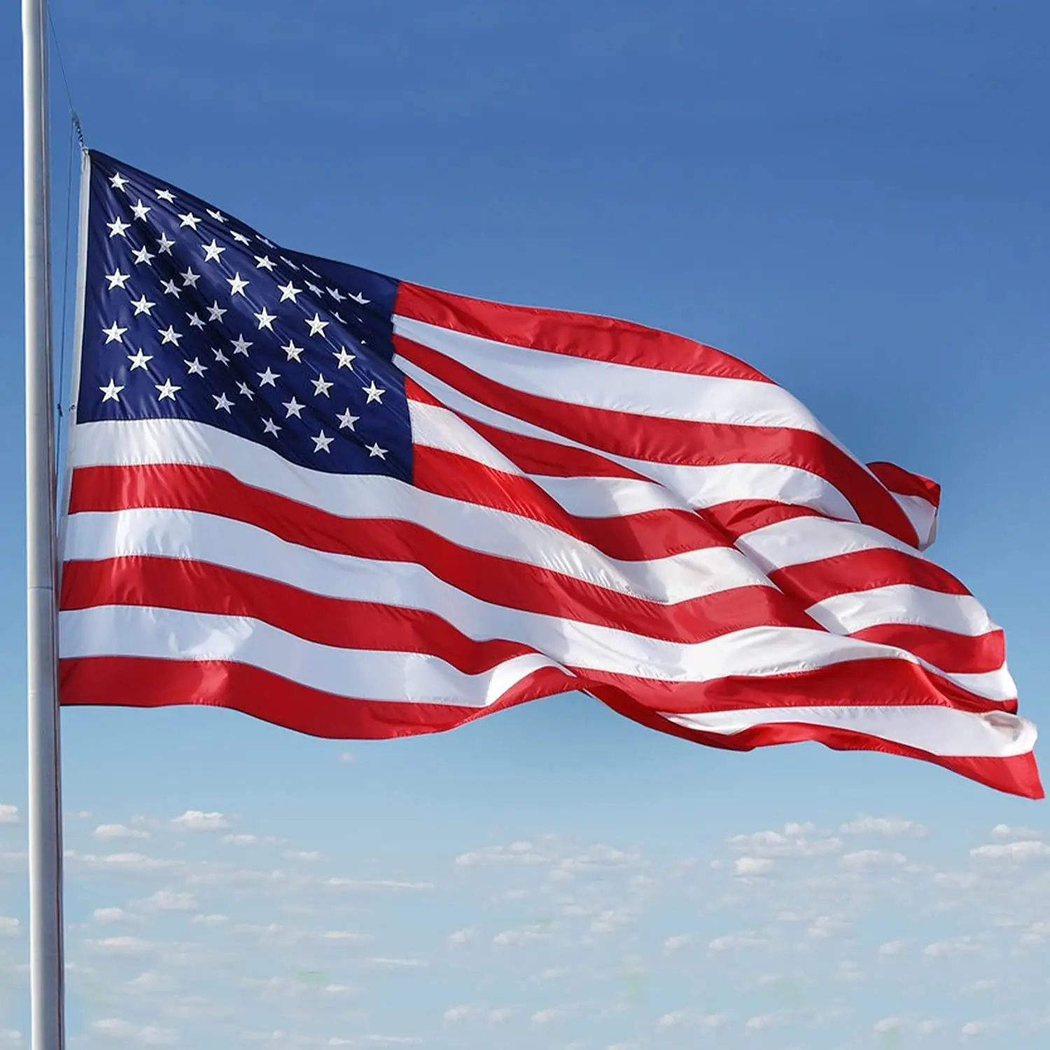 Nouveau drapeau personnalisé à rayures brodées, en Nylon et Polyester, longue tenue, 90x150 cm, 3x5 pieds, banderole et couture, drapeau National des états-unis et pays