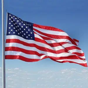 Özel 3x5ft 90x150 cm uzun ömürlü naylon Polyester malzeme işlemeli yıldız dikişli şerit amerikan abd ülke ulusal bayrağı