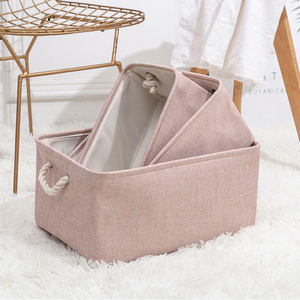 Multiple Colors Cotton Rope Storage Basket Set of 3 Foldable Storage Basket Organizer