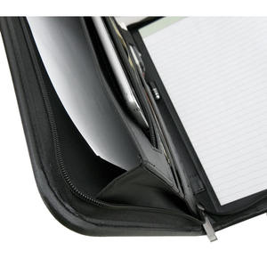 Funda de cuero PU con logotipo personalizado, carpeta profesional de cuero PU con cremallera, hecha a mano - Product Image 4