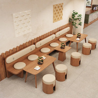 Canapé de café sans dossier style Wabi-sabi en bois massif pour restaurant ; espace de repos pour salon de thé, pâtisserie et boulangerie