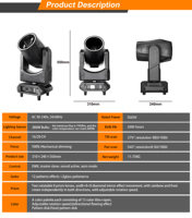 Foco móvil profesional de haz de luz de 380W 18R, proyector de escenario de 380W, ideal para conciertos de DJ y eventos de gran envergadura