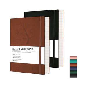 สมุดบันทึกแบบมีเส้นบรรทัดขนาด A5 ปกแข็งหุ้มหนัง PU เย็บแบบ Thermal Binding - Product Image 1