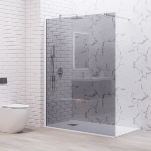 Kamalu KW1000FB Box Doccia Walk-in 140 cm in Vetro Fumé con Profilo Bianco - Product Image 1