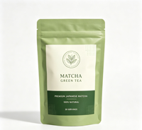 Sachets refermables personnalisés à fond plat pour poudre de matcha durable, sacs d'emballage recyclables en aluminium pour le stockage de poudre de thé