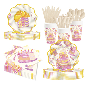 DAMAI - Juego de Platos, Vasos y Servilletas Desechables de Papel con Diseño de Feliz Cumpleaños, Personalizables, con Juego de Vajilla para Pastel, para Fiestas Infantiles - Product Image 2