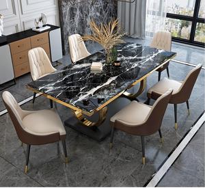 Hiện Đại Hình Chữ Nhật Sang Trọng Bằng Đá Cẩm Thạch Bàn Ăn Đặt Với Ghế Thép Không Gỉ Cơ Sở Hot Bán Trong Phòng Ăn Đồ Nội Thất - Product Image 2