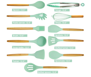 الغذاء الصف 12 قطعة سيليكون أدوات المطبخ الجملة الطبخ إناء مجموعة مع تخزين دلو - Product Image 3