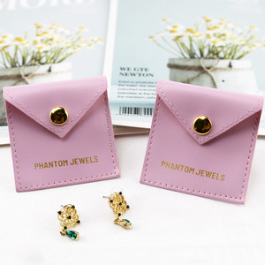 Tùy Chỉnh Nhung Da Túi Đồ Trang Sức PU Đồ Trang Sức Da Bao Bì Phong Bì Nhỏ Nút Flap Bụi Túi Đồ Trang Sức <span class=keywords><strong>Pouch</strong></span> Với Logo - Product Image 6