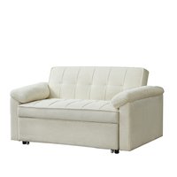 Canapé-lit futon convertible confortable pour chambre et salon, lit de jour en tissu blanc, fauteuil-lit pliable deux places