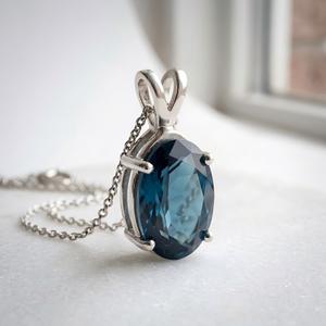 <b>Blue</b> Fancy Zircon Pendant Vintage Silver Tone <b>Necklace</b> Link Chain Jewelry for Women Wedding Gift - Product Image 4