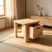 Tabouret de rangement en bois massif personnalisé avec tiroirs - Design contemporain - Meuble portable et durable pour le bureau à domicile et le salon