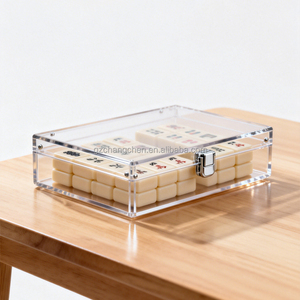 Caja Organizadora de Acrílico Transparente y Resistente para Fichas de Mahjong, Estuche de Almacenamiento y Exhibición para Mahjong Americano - Product Image 1