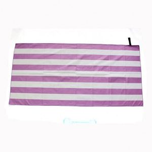 Serviette de plage en microfibre à rayures colorées, prix OEM, haute qualité - Product Image 2