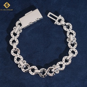 <b>Infinity</b> Cuban Chain VVS Moissanite Chain Link <b>Bracelet</b> 925 Silver Rhodium Plated Flower Design Luxury Women's Wedding <b>Bracelet</b> - Product Image 2