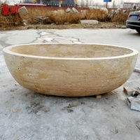 Baignoire autoportante en travertin naturel, baignoire en pierre solide de luxe pour hôtel, villa, salle de bain, taille personnalisée