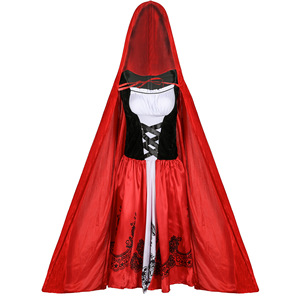 Disfraz de Caperucita Roja de talla grande para Halloween, capa roja, disfraz de cosplay para mujeres adultas, conjunto de uniforme. - Product Image 6