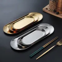 Plateau décoratif en acier inoxydable doré et argenté pour la salle de bain, présentoir à bijoux, plateau d'évier de cuisine pour distributeurs de savon