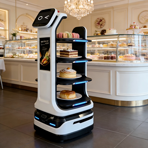 <span class=keywords><strong>Robot</strong></span> <span class=keywords><strong>Camarero</strong></span> Autónomo para Restaurantes, Máquina Transportadora de Comida con Navegación Lidar para Hoteles y Cafés, Venta al Por Mayor - Product Image 3