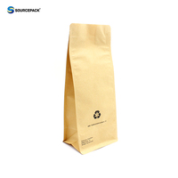 Sachet d'emballage de café en papier kraft de haute qualité avec valve de dégazage et fermeture Ziplock, fond plat, pour café torréfié