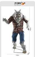 GUIGUKE Halloween Grandes figurines rotatives en plastique de loup-garou et de fantôme, à brancher, pour décoration extérieure de maison hantée et d'escape room