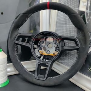 Volant de voiture à cadre en Alcantara et Rivet noir tout rouge personnalisé pour DOS <span class=keywords><strong>Macan</strong></span> 95B <span class=keywords><strong>S</strong></span> <span class=keywords><strong>Turbo</strong></span> GTS 2014 à <span class=keywords><strong>2023</strong></span> - Product Image 5