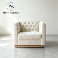 Fauteuil contemporain en cuir véritable, chaise d'appoint confortable, chaise de lecture, chaise de salon, chaise Chesterfield