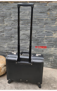 حقيبة سفر محمولة سوداء مقاس 18-19 بوصة بعجلتين/4 عجلات من الجلد الصناعي، حقيبة يد للسفر والأعمال وحقائب الطيارين - Product Image 3