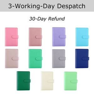 A6 pürüzsüz deri Mini cep planlayıcısı para tasarrufu sistemi 6 yüzükler 12 nakit zarflar 13 renkler İş Spiral günlüğü kumaş hazır - Product Image 3