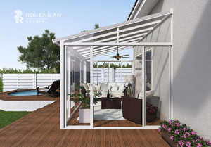 Solárium de Aluminio y Vidrio Templado para Patio de Casa, Rogenilan, Invernadero Independiente con Puertas y Ventanas Corredizas - Product Image 4