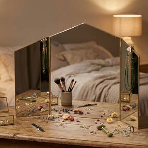 Decorative <b>Rectangle</b> Shape Modern Design Eco-Friendly Shatterproof Lightweight Desktop <b>Mirror</b> Designer Gold Metal Frame <b>Mirror</b> - Product Image 1