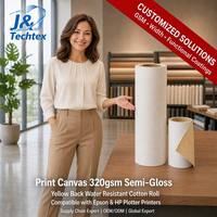 Lienzo de Algodón Puro Tejido con Base Amarilla Mate Resistente al Agua de 320 g/m², Compatible con Impresoras Epson y HP