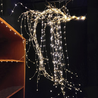 Guirlandes lumineuses LED en fil de cuivre pour décoration d'arbre, étanches, à intensité variable, style cascade, clignotantes, pour intérieur/extérieur