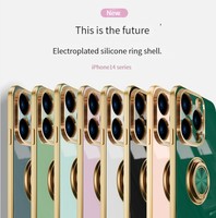 Placage de luxe étui en TPU souple pour iPhone 15 14 13 Mini 12 Pro Max 11 X XS Max XR 8 7 Plus porte-bague couverture arrière