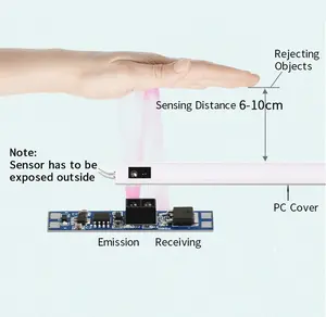 Sensor de mano de 12V y 60W para puerta, interruptor con Sensor IR, luces LED, oclusión para debajo del armario, armario y cajón