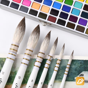 Kit de pinceaux à manche blanc en poils naturels pour artiste aquarelliste OEM pour artiste et débutant - Product Image 3