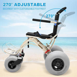 Fauteuil roulant de <span class=keywords><strong>plage</strong></span> manuel pliant léger à 4 roues avec poignée de chariot Conception de mobilité en sable - Product Image 5