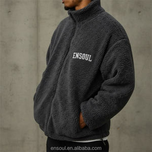 ODM مصنع مخصص خمر جودة عالية من الصوفية الوزن الثقيل الشتاء في الهواء الطلق رسالة الشنيل التطريز رجل سحاب حتى سترة شيربا - Product Image 1