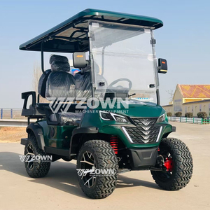 Carrito de Golf Todoterreno Vintage Verde Oscuro de 4 Plazas con Techo Rígido a Juego y Amortiguadores Rojos, Buggy para Turismo en Resorts - Product Image 2