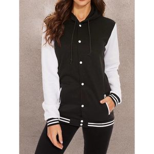 Chaqueta Deportiva de Mujer Babyhealthy con Capucha, Negra y Blanca, Tejida, Talla S - Product Image 6