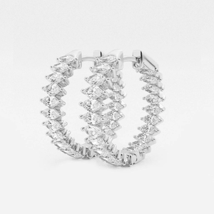 Boucles d'oreilles créoles 3 carats en diamant de laboratoire taille marquise, élégantes et étincelantes, bijoux fins de luxe, cadeau minimaliste pour femme - Product Image 4