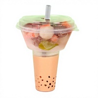 Emballage jetable en PP pour boissons à emporter, style influenceur, pour thé au lait, hotpot, smoking mala tang, gelée glacée, avec design 'Smoky Fruit Cup'