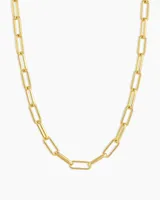 Collier chaîne trombone Y2K en acier inoxydable 316L plaqué or, maillons épais avec fermoir circulaire