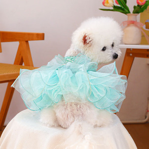 <strong>Graceful</strong> Dog <strong>Pet</strong> Wedding Dress Spring Summer Yarn Dress - Product Image 1