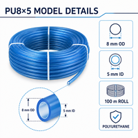 Tuyau pneumatique en polyuréthane PU8X5, 8 mm de diamètre extérieur, 5 mm de diamètre intérieur, rouleau de 100 m pour compresseur et automatisation, garantie 1 an
