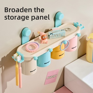 Support mural mignon pour brosses à dents et gobelets de bain de bouche à ventouse continue, gobelets de bain de bouche familiaux - Product Image 4