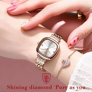 For 710 Women's Elegant Luxury Fashion Business Stainless Steel Bands Casual Square Case Glass Water Resistant Quartz <b>Watch</b> - Product Image 3