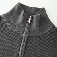 Suéter de Invierno para Hombre, 100% Algodón, Transpirable, Personalizado, de Punto, Cálido, Holgado, Manga Regular, Media Cremallera, Cuello Alto